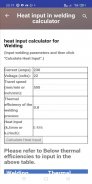 Heat input calculator for welding & Preheat Calc. screenshot 3