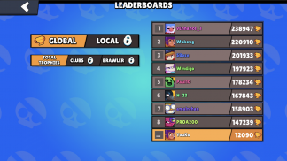 How to check the global leaderboard on Brawl Stars? 