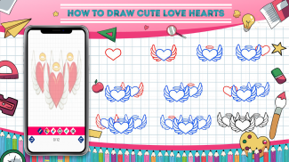 Learn how to draw hearts step by step screenshot 1