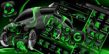 Neon Green Car Launcher Theme screenshot 1