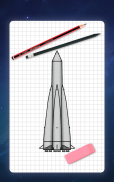 如何绘制火箭。 逐步绘画课程 screenshot 1