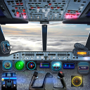 Пилот в кабине самолета - симулятор полета 3D