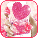 Pink Heart Glitter Keyboard Th