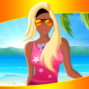 menina da praia vestir-se jogo Icon