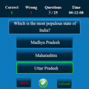 Population in India MCQ screenshot 1