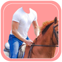 Horse With Man Photo Suit HD Icon