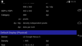 Screen Size / DPI and Dev Info screenshot 2