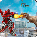 power Robot vs Dinosaur war 3D Icon