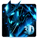 3D Blue Neon Robot Theme