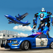 US Police Robot Car Transporter Police Plane Game screenshot 5