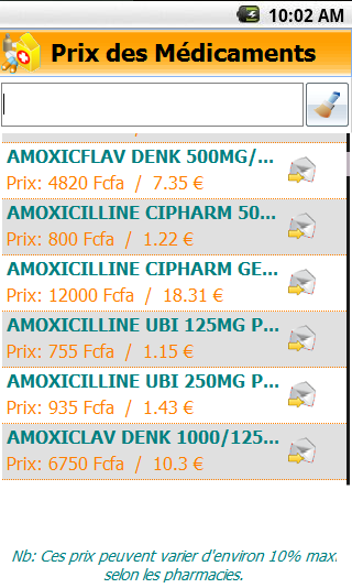 Prix de amoxicilline