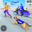 Police Dog Crime Bike Chase Icon