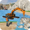 Water Surfer Excavator Crane 3D: Construction Site Icon