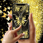 Golden butterflies lock screen screenshot 2