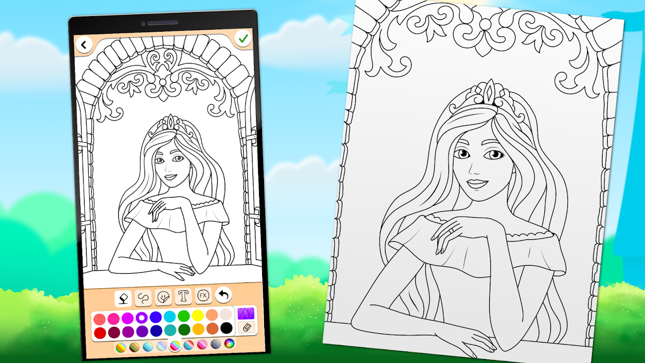 Princesa para colorir - Jogos para meninas : princesas, castelos e jóias !  Desenhos::Appstore for Android