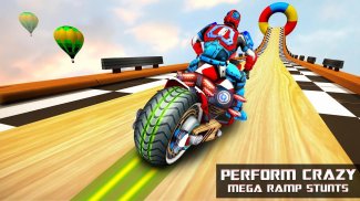 Speed Robot Hero Mega Ramp Bike Stunts screenshot 2