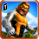 Scary Lion City Attack Icon