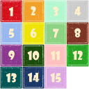 Hard Slide Puzzle with Pictures and Numbers Icon