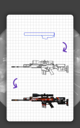 كيفية رسم الأسلحة خطوة بخطوة. استخلاص الدروس screenshot 10