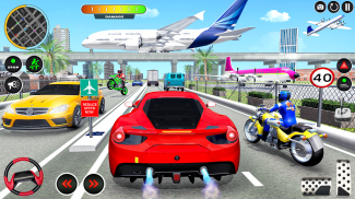 Flying Car Yellow Cab City Taxi Driving Games screenshot 0