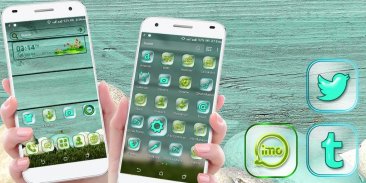 Cyan Wooden Launcher Theme screenshot 3