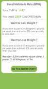 BMI, BMR & Calorie Chart screenshot 0