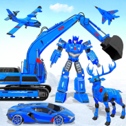Snow Excavator Robot Car Games screenshot 2