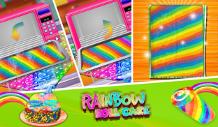 Rainbow Swiss Roll 케이크 메이커! 새로운 요리 게임 screenshot 1