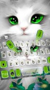 White Cute Cat Keyboard Theme screenshot 2