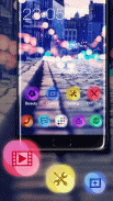 Stylish Romantic Theme: Neon Night Street Launcher screenshot 0