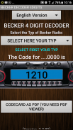 Becker 4Digit Radio Code screenshot 2