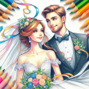 Bride & Groom Color by Number icon