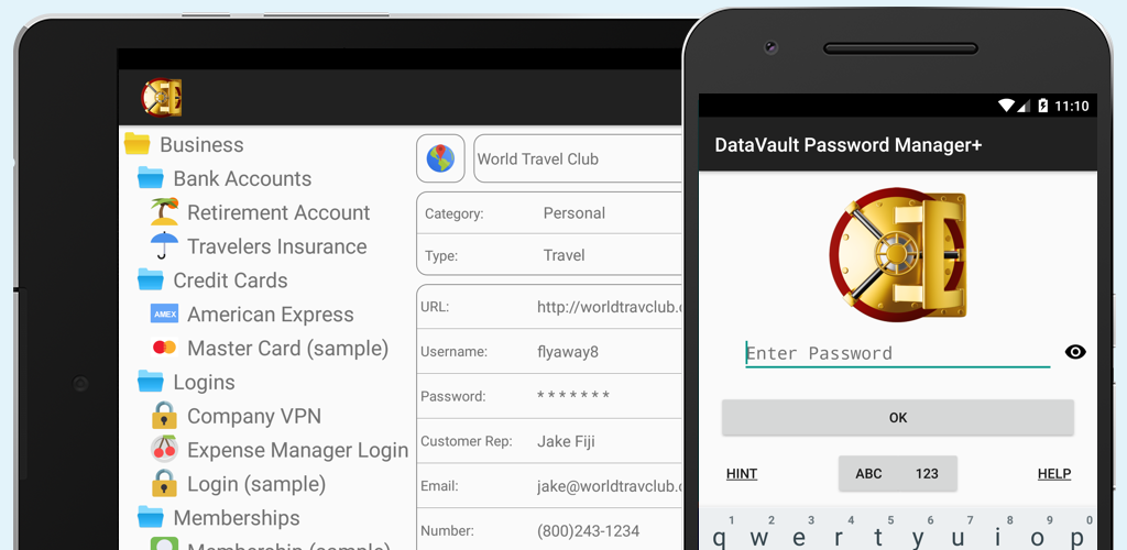 Менеджер паролей андроид. Password Manager data Vault.