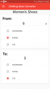 Clothing Sizes Converter screenshot 2