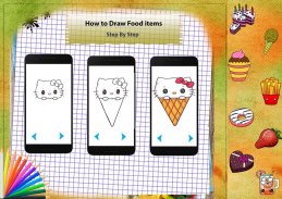 Learn how to draw desserts, fast food step by step screenshot 1