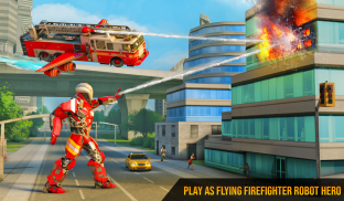 Flying Firefighter Truck Transform Robot Games screenshot 4