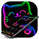 Colorful Neon Black Cat Theme Icon