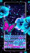 Neon Flower Butterfly Keyboard Theme screenshot 3