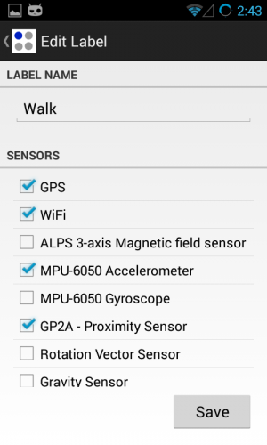 Sensor Log screenshot 1