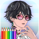 Kawaii Anime Boys Coloring Book Icon