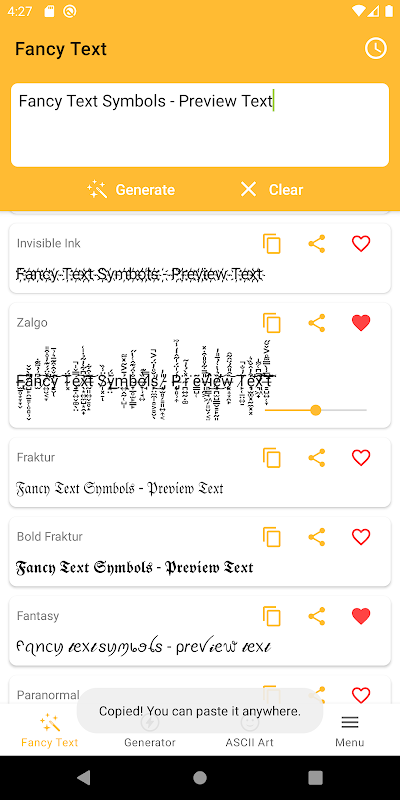 Fancy text generator & symbols 1.4.1 Free Download