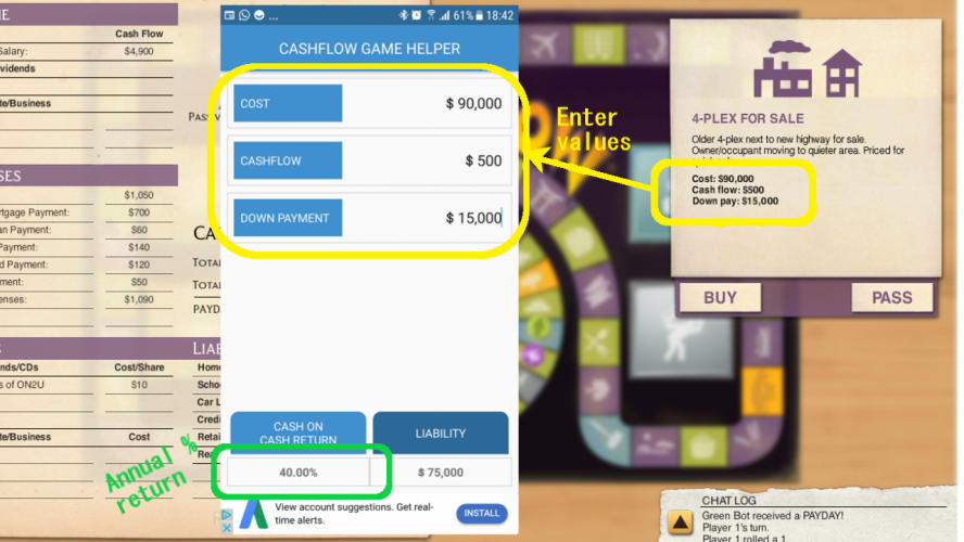How do you play the Cashflow game app?