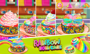 Rainbow Swiss Roll Cake Maker! Game Memasak Baru screenshot 0