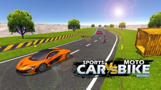 Sports Car vs Motor Bike Racing: Extreme Tracks 3D screenshot 1