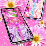 Pink flower zipper lock screen screenshot 0
