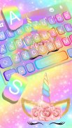 Rainbow Pink Rose Unicorn Tema de teclado screenshot 0
