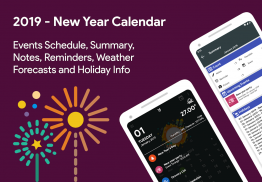 التقويم 2019 - يوميات، عطلات والتذكيرات screenshot 2