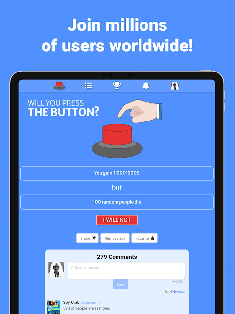 Download do APK de Will You Press The Button? para Android
