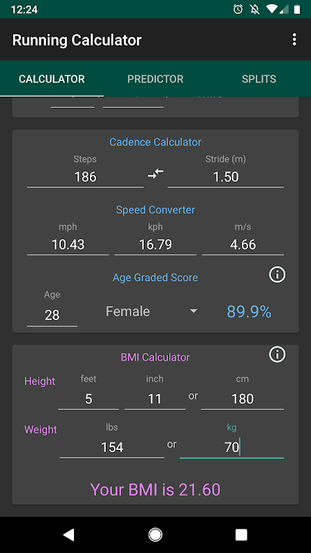 Running calculator for Android - Download