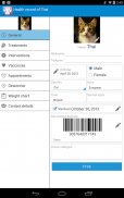 Veterinary health record screenshot 2